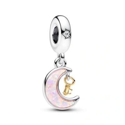 Abbildung von Pandora Bead Charm Moon&amp;Key 762985C01 Silber und vergoldet