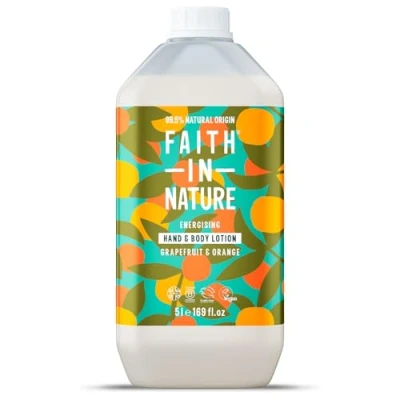 Abbildung von Faith In Nature Natural Grapefruit &amp; Orange Hand Body Lotion, Energising, Vegan Cruelty Free, No SLS or Parabens, 5L Refill Pack