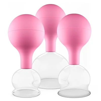 Abbildung von pulox Vakuum Massager Schröpfgläser Set aus Echtglas 3 Stück 4cm, 5,2cm, 6,2cm
