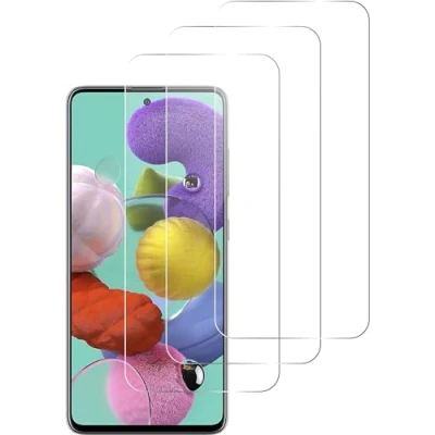 Abbildung von Jinyunlai Panzer Schutz Glas für Samsung Galaxy A51 Panzerglas, HD Displayschutzfolie, 9H Härte Schutzglas Schutzfolie, Frei von Kratzern, Ultra klar Panzerfolie 3 Stück