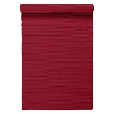 Abbildung von LINUM Uni Dekoratives Tischläufer für Esstisch 45x150 cm, 100% Gerippte Baumwolle, Maschinenwaschbar, Rot