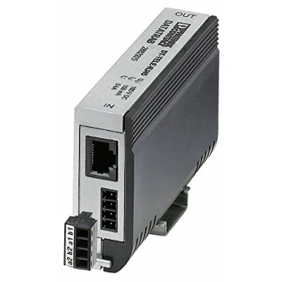 Abbildung von Phoenix CONTACT DT TELE RJ45 Zwischenstecker mit Überspannungsschutz für Analoge und Digitale Telekommunikationsschnittstellen, Silber/Schwarz, 25mm Breite, 102mm Höhe, 63.5mm Tiefe