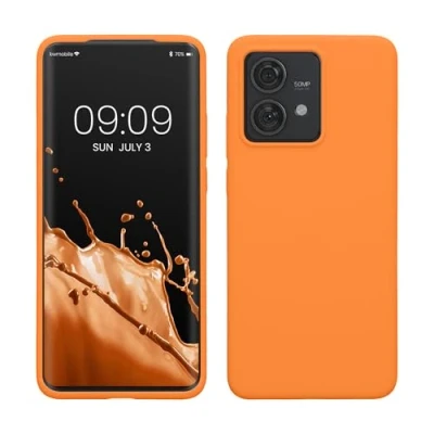Abbildung von kwmobile Hülle kompatibel mit Motorola Edge 40 Neo Silikon Handy Case Handyhülle weiche Oberfläche kabelloses Laden Fruity Orange