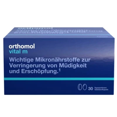 Abbildung von Orthomol Vital m Mikronährstoffe für Männer bei Müdigkeit mit B Vitaminen, Omega 3 Fettsäuren und Magnesium Tabletten/Kapseln, 30 St. Tagesportionen
