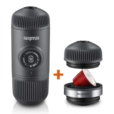 Abbildung von Wacaco Nanopresso Ground + Nespresso Kapseln Adapter NANO GREY NS