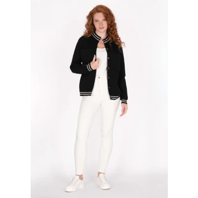 Abbildung von Dreimaster Strickjacke, Damen, Größe: XL/XXL, Schwarz weiss streifen