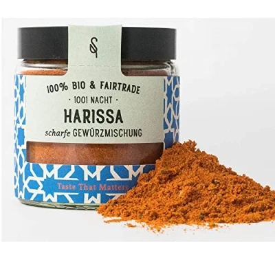 Abbildung von BIO Harissa Gewürz die scharfe marokkanische Gewürzmischung Premium Fairtrade SoulSpice für orientalischen Genuss