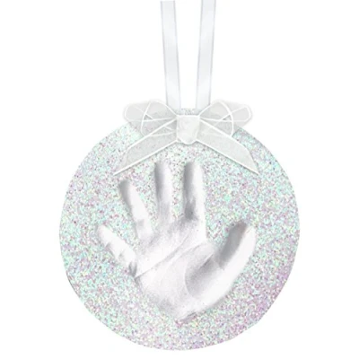 Abbildung von Pearhead Babyprints Baby&#039;s First Handprint or Footprint Ornament Kit, Easy No Bake DIY Clay Christmas Baby Keepsake Gift, Glitter White