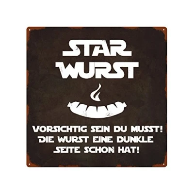 Abbildung von Interluxe 20x20cm METALLSCHILD Türschild Star Wurst Grillen Spruch Lustig Terrasse Deko