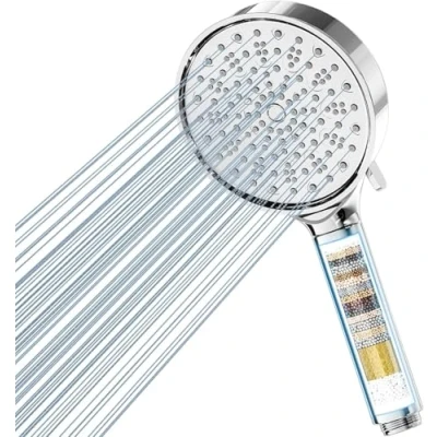 Abbildung von Cobbe Duschkopf mit Filter, Hochdruck Duschbrause 6 Strahlarten, Wassersparend Filtration in 20 Schichten, Handbrause Filter Gegen Kalk für Hartes Wasser, Chlor