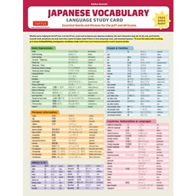 Abbildung von Japanese Vocabulary Language Study Card: Key for Jlpt N5 &amp; N4 Tests, and AP Test (Online Audio Files): Essential Words Phrases Exams(online Files)