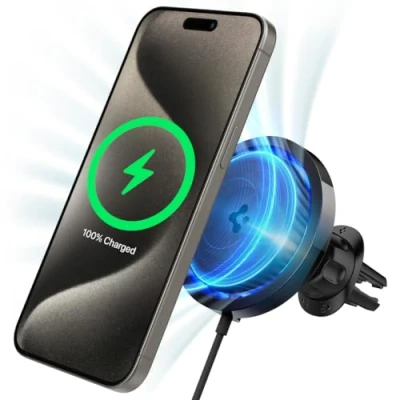 Abbildung von Spigen OneTap Pro 3 Cryomax 65W Adapter Kostenlos Magsafe Autohalterung mit Ladefunktion, Kompatibel iPhone 16 15 14 13 12, Schnellladung Wireless Car Charger, Kfz Lüftung Handyhalterung