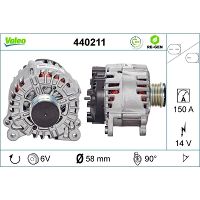 Abbildung von VALEO 440211 Lichtmaschine 14V 150A AUDI: A4 B8 Avant, Q5, Limousine