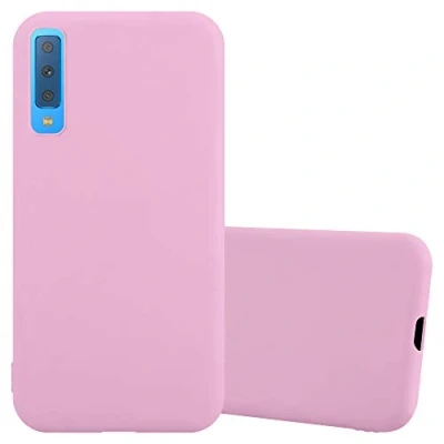 Abbildung von Cadorabo Hülle kompatibel mit Samsung Galaxy A7 2018 Schutzhülle TPU Silikon Case Candy Design Slim Kratzfest Weiche Gummi Rundumschutz für in Rosa