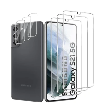 Abbildung von Zicurz 3+3 Stück Schutzglas für Samsung Galaxy S21 5G, Panzer Schutz Glas, 3 Schutzfolie und Kamera Schutzglas, HD Displayschutz, Blasenfrei, 5G