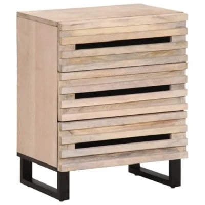 Abbildung von vidaXL Nachttisch, Nachtschrank mit 3 Schubladen Beine, Nachtkommode für Schlafzimmer, Nachtkonsole Beistellschrank, Massivholz Mango