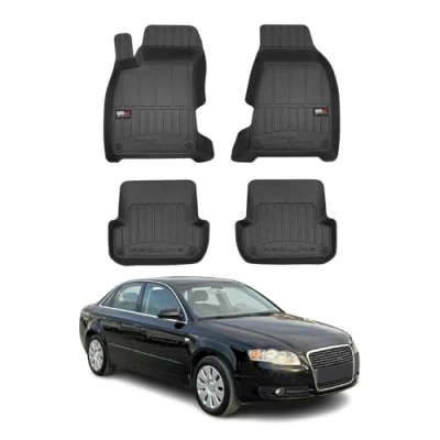 Abbildung von OMAC Premium Gummi Fußmatten kompatibel mit Audi A4 B7 Limo Avant 2004 2008 Schwarz 4X
