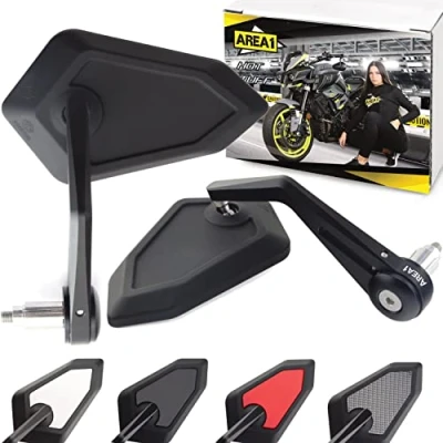 Abbildung von Area1 Motorrad Spiegel Lenkerendenspiegel CNC kompatibel mit Tuono V4 1100, RR, Factory/Tuono 660 125 (V54 / Schwarz)