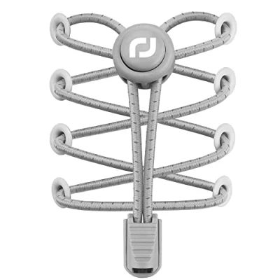 Abbildung von RJ Sport Elastische Schnürsenkel mit Schnellverschluss Schnellschnürsystem für Einzigartigen Komfort und Starken Halt (Reflektierendes Grau)