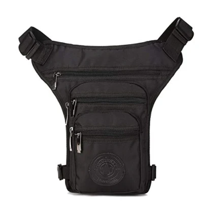 Abbildung von Xieben Nylon Drop Beinbeutel für Herren Frauen Motorrad Bike Hip Bum Gürtel Taille Gürteltasche Bauchtasche Reise Outdoor Camping Taktische Wandern Radfahren Crossbody Umhängetasche Black