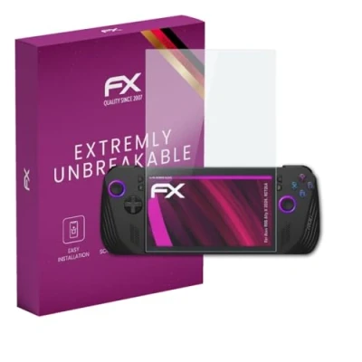 Abbildung von atFoliX Glasfolie kompatibel mit Asus ROG Ally X 2024, RC72LA Panzerfolie, 9H Hybrid Glass FX Schutzpanzer Folie