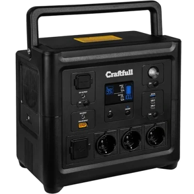 Abbildung von Craftfull Powerstation Fast Charge PS800 𝟯 𝐉𝐀𝐇𝐑𝐄 𝐆𝐀𝐑𝐀𝐍𝐓𝐈𝐄 960 Watt Lithium LiFePO4 Akku 80% nach &gt; 2000 Ladezyklen USB C/USB A/KFZ/Schuko /Kaltgerätestecker (0% MwSt. 800 Watt)