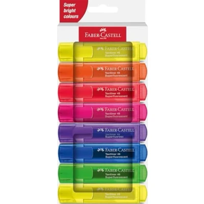 Abbildung von FABER CASTELL 254648 Textmarker Set 46, 8er Etui, Neon Farben, mit langlebiger Keilspitze, Strichbreite 1 5 mm, nachfüllbar