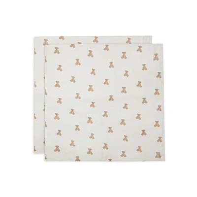 Abbildung von Jollein 535 852 66095 Spucktücher/Mundtücher hydrofiel Teddybär weiß 2er Pack (115x115 cm)