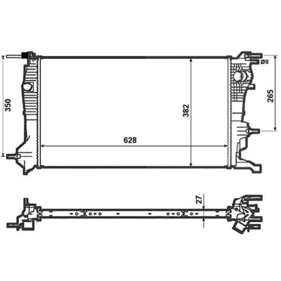 Abbildung von NRF 53963 Kühler, Motorkühlung Aluminium 630 368 26 Kühlrippen gelötet RENAULT: Megane 3 Grandtour, Schrägheck, SCENIC