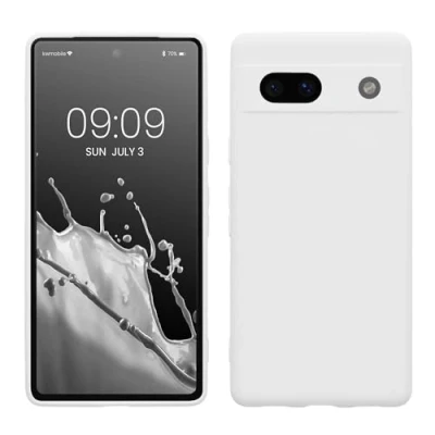 Abbildung von kwmobile Handyhülle kompatibel mit Google Pixel 7a Hülle Handy Case aus weichem Silikon in Weiß matt