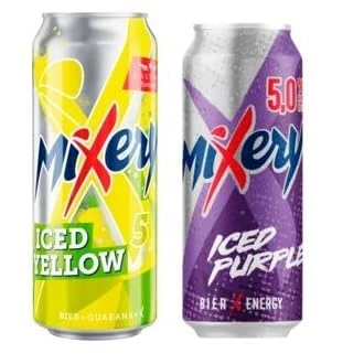 Abbildung von 48 Dosen Karlsberg Mixery Bundle a 500ml inc EINWEG Pfand (Mix aus 24 x Iced Yellow Purple) 5% Vol. + Space Keks von Onlinenshop Bormann