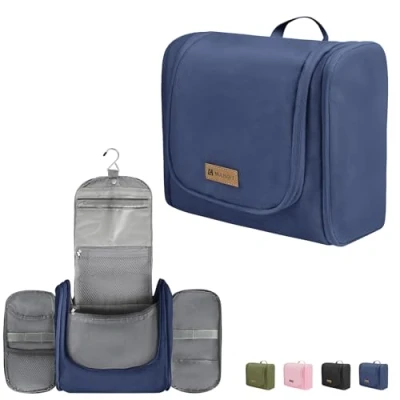 Abbildung von Kulturbeutel für Damen und Herren, Wasserabweisende Reise Make up Tasche mit Haken zum Aufhängen, kompakte Kul.Grünturtasche, Organizer Kosmetika