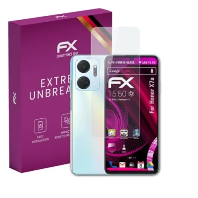 Abbildung von atFoliX Glasfolie kompatibel mit Honor X7a Panzerfolie, 9H Hybrid Glass FX Schutzpanzer Folie