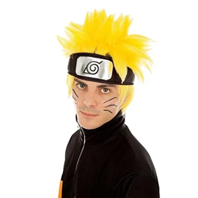 Abbildung von Naruto Lizenz Perücke Kostümzubehör für Erwachsene Gelb schwarz