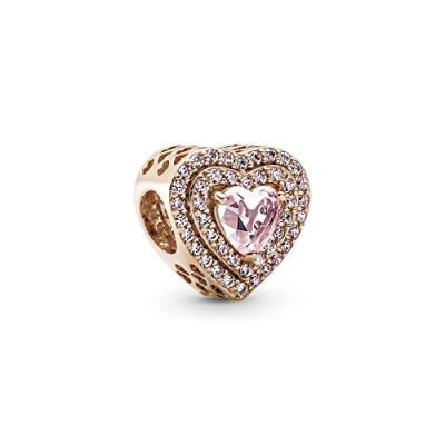Abbildung von Pandora Sparkling Levelled Heart Charm, Damen, Größe: One Size, Rose gold plated