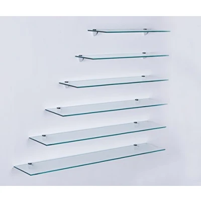 Abbildung von HOOZ Wandregal aus Sicherheitsglas mit Halterung Klarglas 80 x 13 0,6 cm, 1 tlg., geschliffenen Kanten