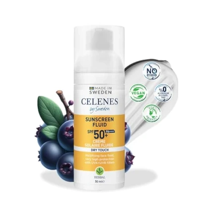 Abbildung von Celenes by Sweden Herbal Dry Touch Sonnencreme Fluid SPF50+ 50ml Mattes Finish, UV Schutz, Wasserfest, Parfümfrei