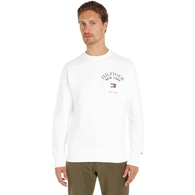 Abbildung von Tommy Hilfiger Arched Varsity Sweatshirt, Herren, Größe: Large, White