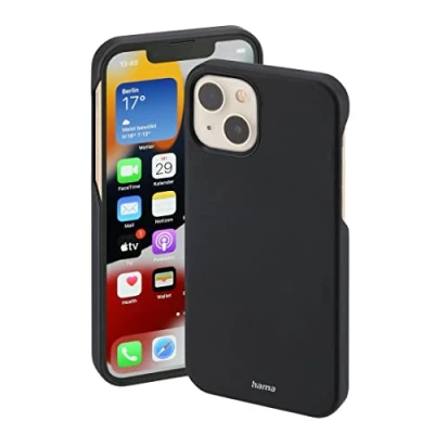 Abbildung von Hama Hülle für Apple iPhone 13 kompatibel mit MagSafe (Magnetische induktives Laden, Handyhülle schützt vor Stößen, Kratzern und Schmutz, elegantes Case aus Kunstleder) schwarz