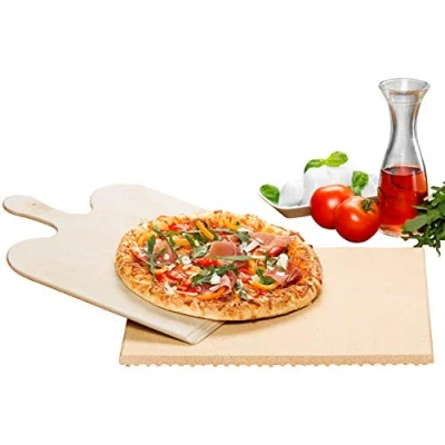 Abbildung von Rommelsbacher Pizzastein, Schamottstein, Brotbackstein Set