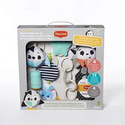 Abbildung von Tiny Love Magical Tales Black &amp; White Geschenkset, Baby Geschenkset mit Entwicklungsspielzeug, 4 ausgewählte Spielzeuge für unterwegs, 0m+