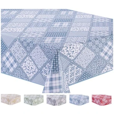 Abbildung von Wachstuch Tischdecke Abwaschbar Eckig 140 x 180 cm Blau Grau