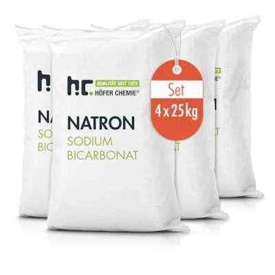 Abbildung von 4 x 25 kg Natron Backsoda Natriumhydrogencarbonat in Lebensmittelqualität (Natriumbicarbonat NaHCO3)