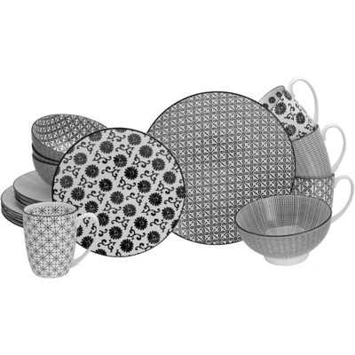 Abbildung von CreaTable Kombiservice &quot;New Style Black&quot;, (Set, 16 tlg.), 4 Designs im trendigen Schwarz/weiß Look