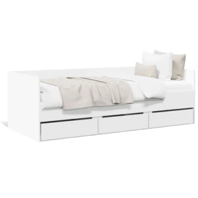 Abbildung von vidaXL Tagesbett, Gästebett mit 6 Schubladen Rollen, Schlafsofa für Schlafzimmer, Bettsofa Sofabett Daybed Bett, Weiß 90x200cm Holzwerkstoff