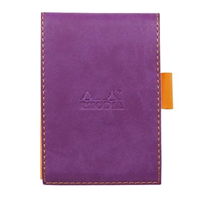 Abbildung von Rhodia 118110C Rhodiarama Notizblock (mit Schutzhülle Kunstleder, 8,4 x 11,5 cm, kariert, schick und elegant, Innentasche, ideal für Ihre Notizen) 1 Set, violett