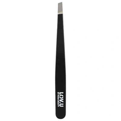 Abbildung von PARSA Beauty LOV.U Profi Pinzette (Schwarz) mit schräger Greiffläche zum Augenbrauen zupfen Haarpinzette Pincette Augenbraunzupfen Tweezers