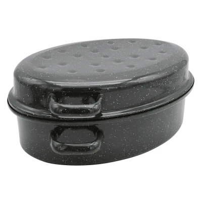 Abbildung von Krüger Bräter, emailliertes Stahlblech, gesprengelt, Tropfdeckel, Induktion