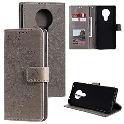 Abbildung von CoverKingz Handytasche kompatibel mit Nokia G20/G10 Handy Case Kartenfach Handyhülle Flipcase klappbar Motiv Mandala Grau