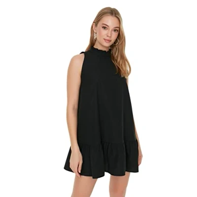 Abbildung von Trendyol Damen, klein, A Linie, Normale Passform, gewebtes Kleid, Schwarz, 38
